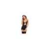 Nuisette noire jarretelles et armatures opaque 